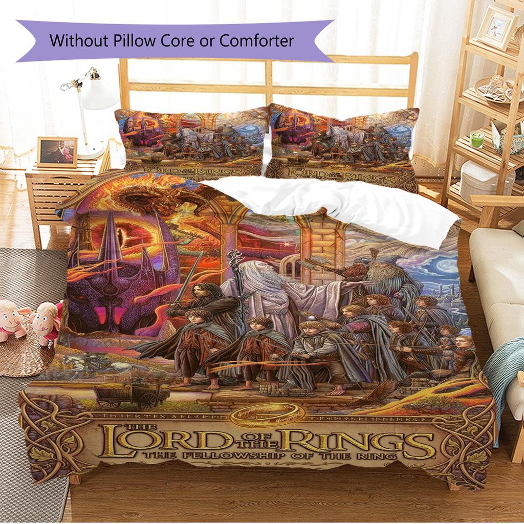 Name Custom Lord Rings Pattern Bedding Set Quilt Cover Pillowcase Home Decor Gift (1 * duvet cover + 2 * pillowcase, without core)