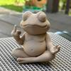 Meditative Frog Figurine Zen Yoga Frog Statue with Middle Finger Gesture