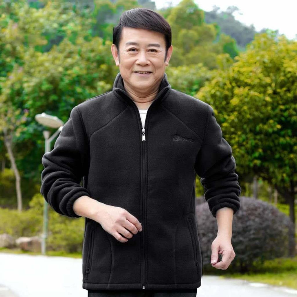 Middle-aged and Elderly Polar Fleece Jacket Men's Casual Sweater Loose Large Size Fleece Large Size