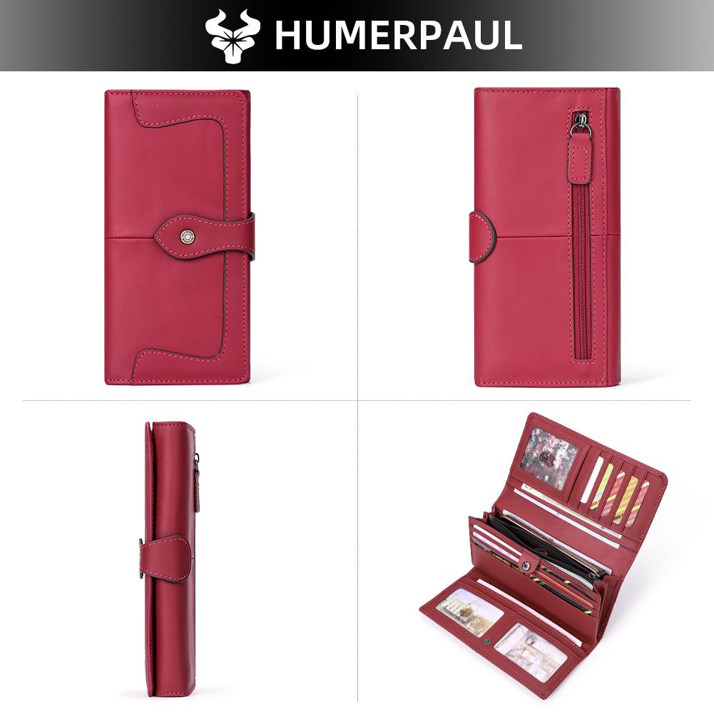 Humerpaul Women Wallet Long Leather Wallet Large-capacity Multi-card Clutch Wallet with Photo Window Coin Purse