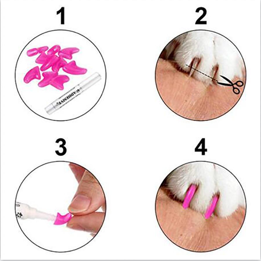 20Pcs Cat Nail Caps Dog Paws Protector Pet Anti-scratch Covers Multicolor Random