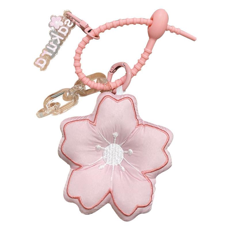 Pink Cherry Plush Blossom Keyring Bag Decoration Creative Flower Decoration