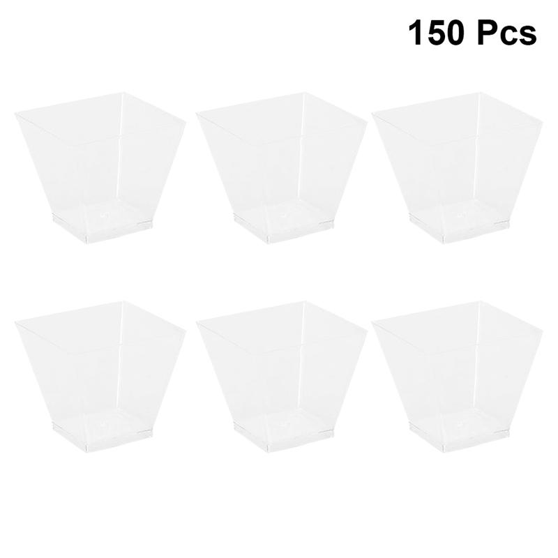 50pcs Dessert Cups 60ml Disposable Plastic Cups Clear Portion Transparent Trapezoidal Food Container for Jelly Yogurt Mousses