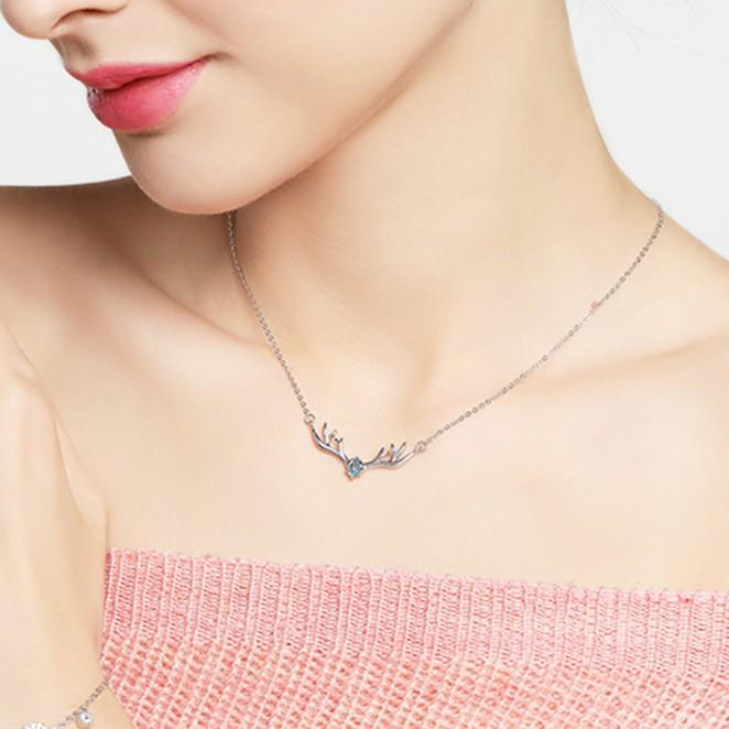 Rhinestone Reindeer Antler Necklace & Clavicle Chain Set - Korean Style Simple Christmas Gift for Women & Students