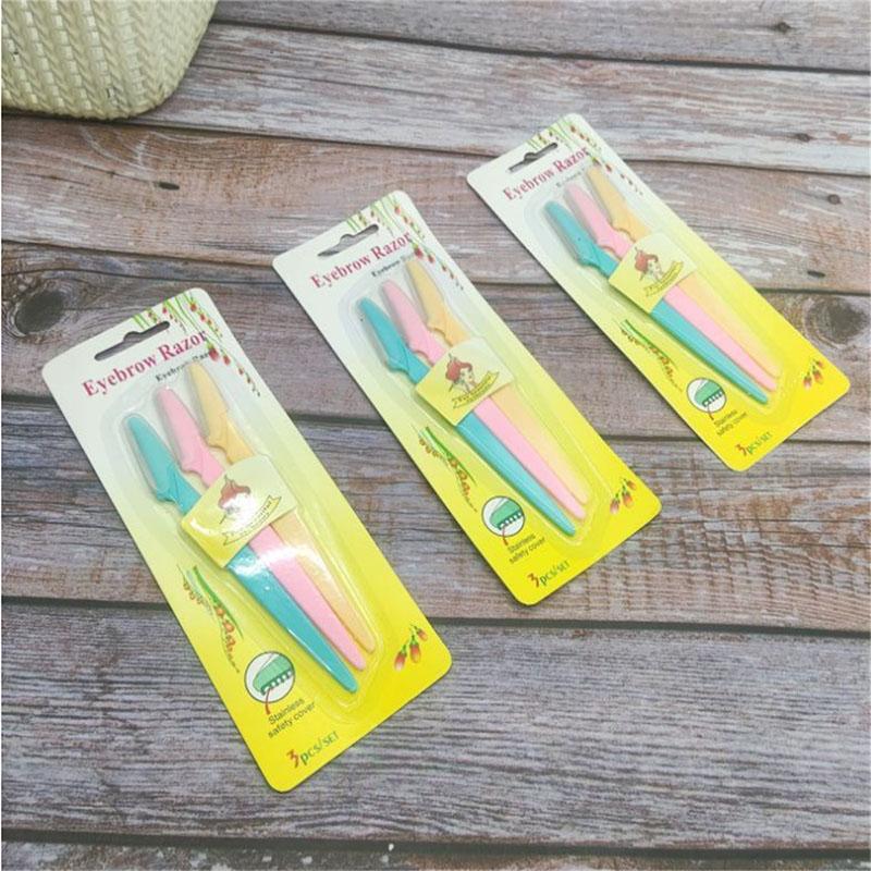 Eyebrow Trimming Knife Stainless Steel Prevent Slipping Handle Different Colors Eyebrow Trimmer Set