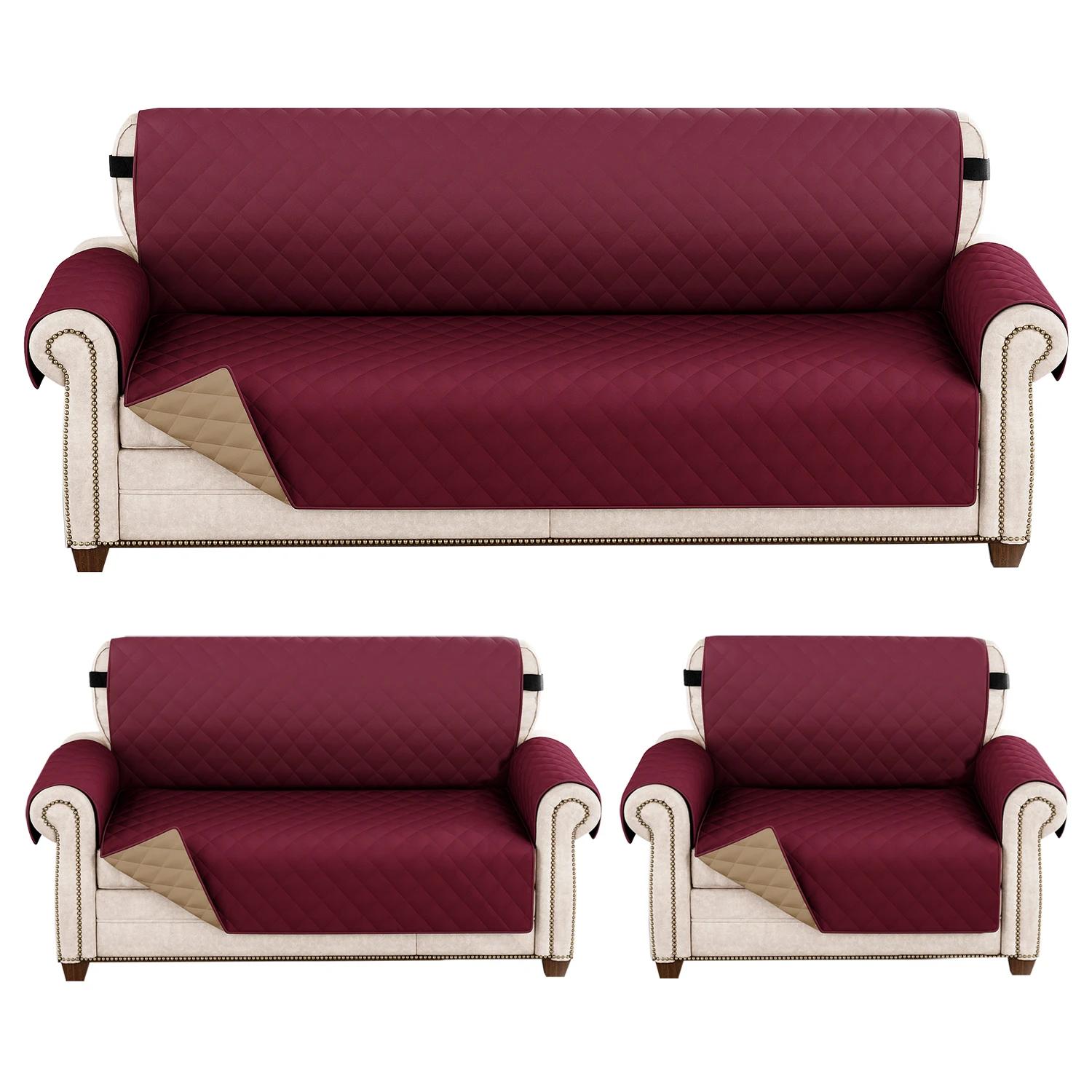 1 шт. водонепроницаемый чехол для дивана, стеганый, противоизносный, чехлы для дивана для собак, домашних животных, детей, кресел, мебели, 1/2/3/4-местный, защита 1 Seater вино красного