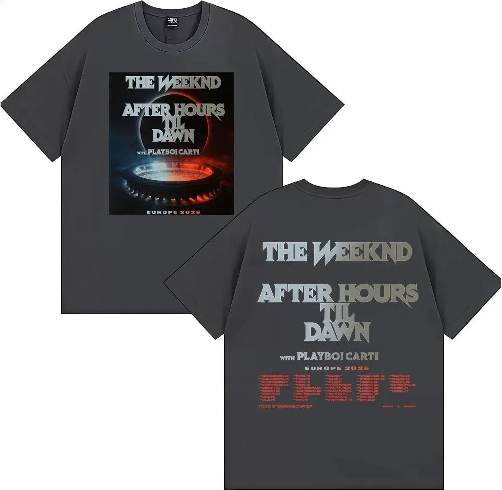 The Weeknd After Hours Til Dawn x Playboi Carti Europe 2026 Tour Dates TShirt Unisex Casual 100 Cotton Short Sleeve TShirt