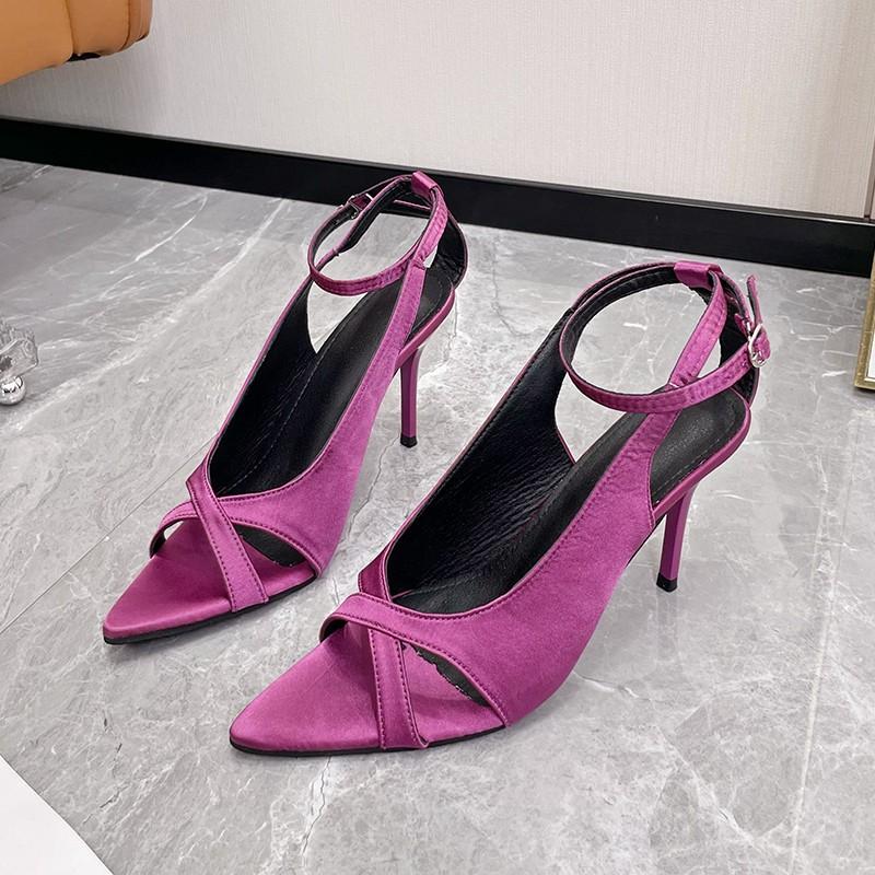 

Модные каблуки Женские туфли-лодочки с острым носком для женщин Сексуальные босоножки-стилеты Вечерние сандалии Большой размер Однотонные свадебные туфли Zapatos De Mujer 42 фиолетовый