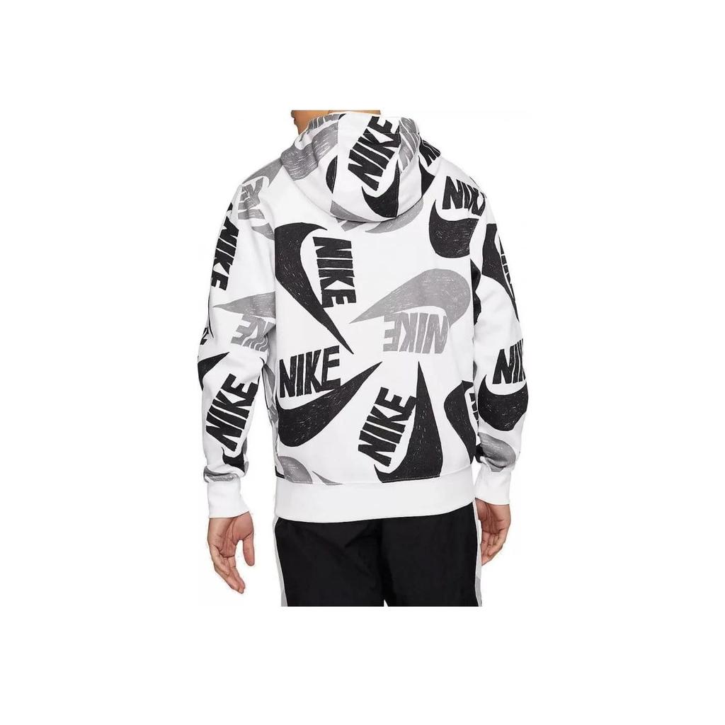 Nike Logo Printed Casual Hoodie Long Sleeve Sweatshirt Men Sweatshirt White CJ6312-010