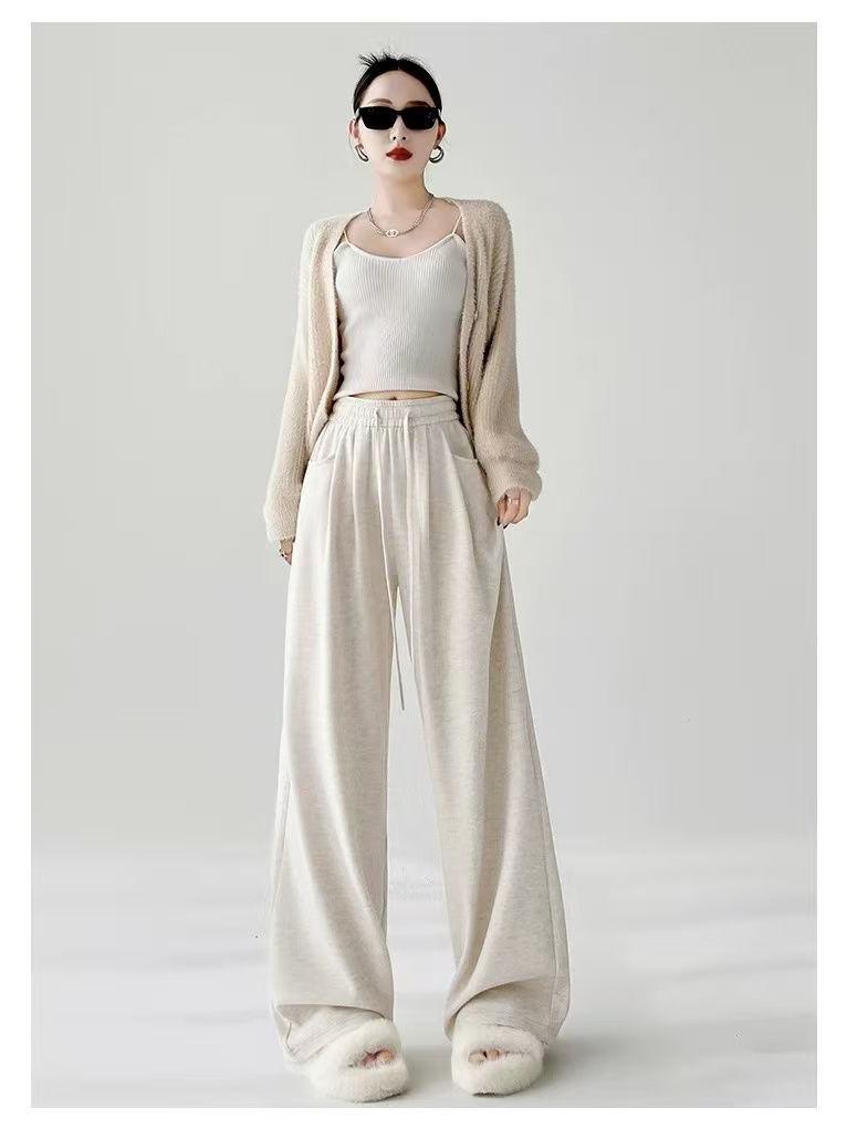 Women's Summer 2026 Ice Silk High-Waist Narrow-Legged Loose Pants