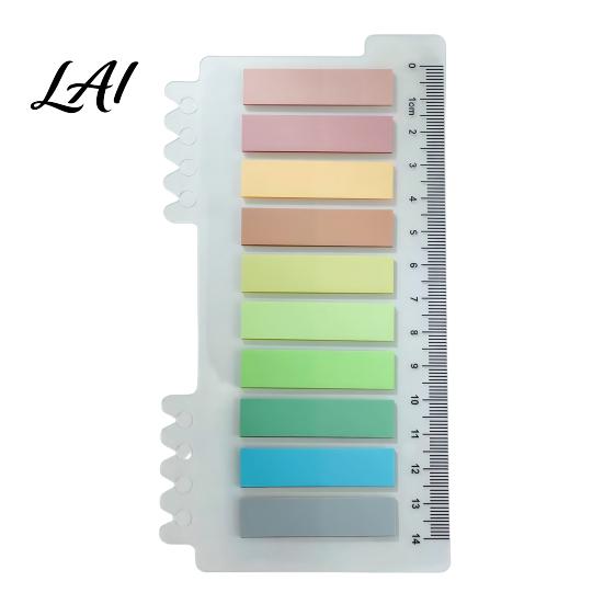 Professional File Sorting Tabs Index Sticker with Built-in Scale Ruler Morandi Color Transparent Book Annotation PET Page Markers Compact