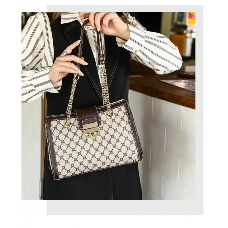 Womens Medium PU Crossbody Tote Bag With Zipper Vintage Style Shoulder Daily Use