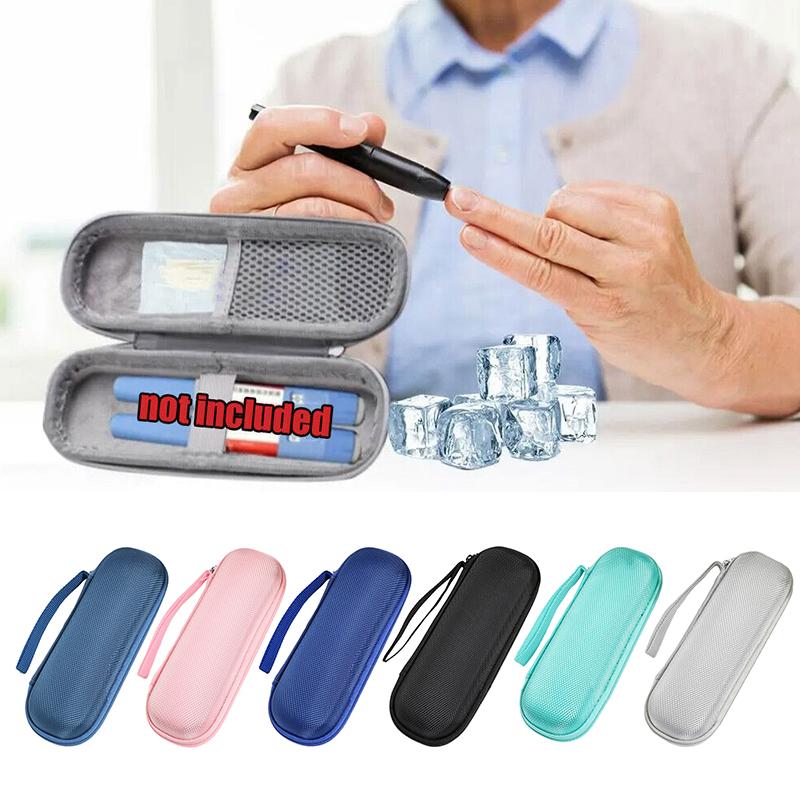 1Pc Case Portable EVA Hard Diabetic Medication Organizer Box Travel Solid Color 17.5x6.5x4.5CM Insulin Pen