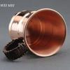 Handcrafted Vintage Copper Breakfast Tea Cup,Thickened Moscow Water Mule 350 Ml Juice Coffee Mug,Woven Handle Tea Cup Tableware