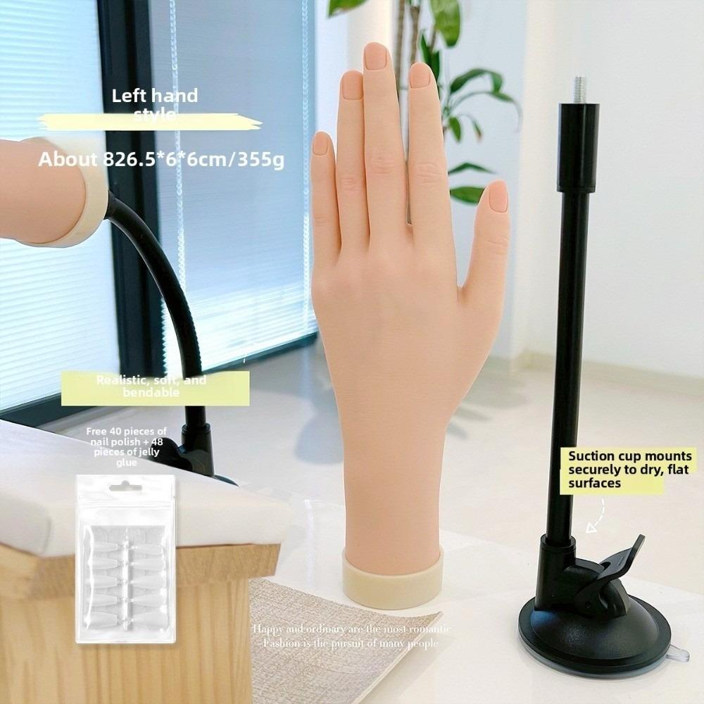 Novice Bendable Nail Simulation Practice Hand Silicone Nails Art Training Fake Hands Nail Plate Display Rack Soft