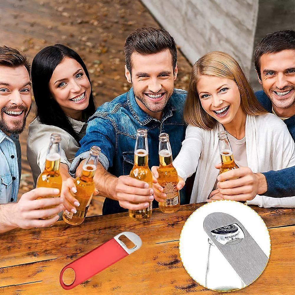 8-Piece Kitchen Heavy-Duty Stainless Steel Bottle Opener, Suitable For Beer Bottle Openers In Kitchens, Bars, Or Restaurants -Red