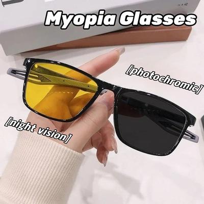 Uv Resistant High-Definition Night Vision Sports Glasses Uv400 Photosensitive Color Changing Night Vision Myopia Glasses