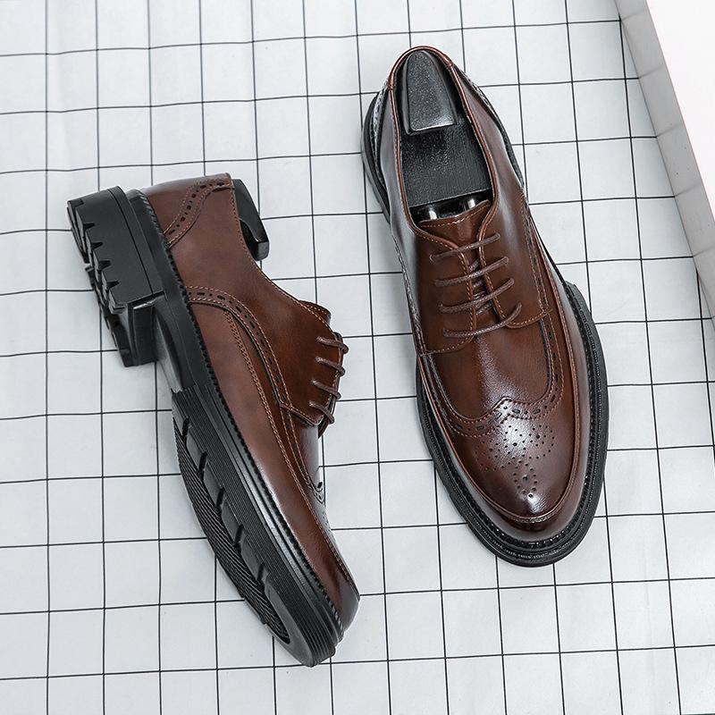 Leder-Loafer für Herren: Business & Freizeit, Atmungsaktive Formelle Schuhe, Niedrig geschnitten, Dicksohlig, Britischer Stil für Hochzeiten.