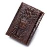 LAOSHIZI Vintage Men's Genuine Leather Crocodile-Embossed Wallet RFID Blocking Multi-Card Slots Photo Insert
