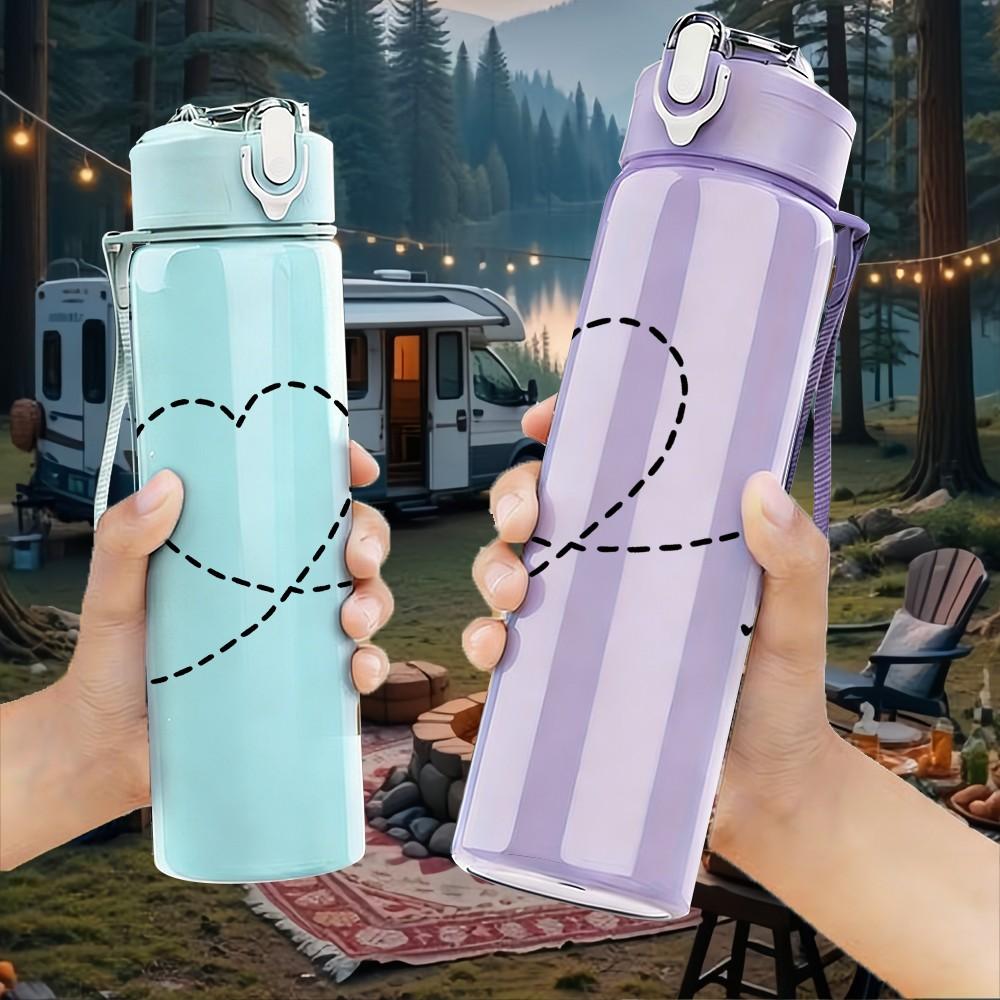 1PC Travel Heart Airplane 750ml Color Plastic Sports Water Bottle Leakproof Flip Straw Lid Suitable for Sports Office Home Use