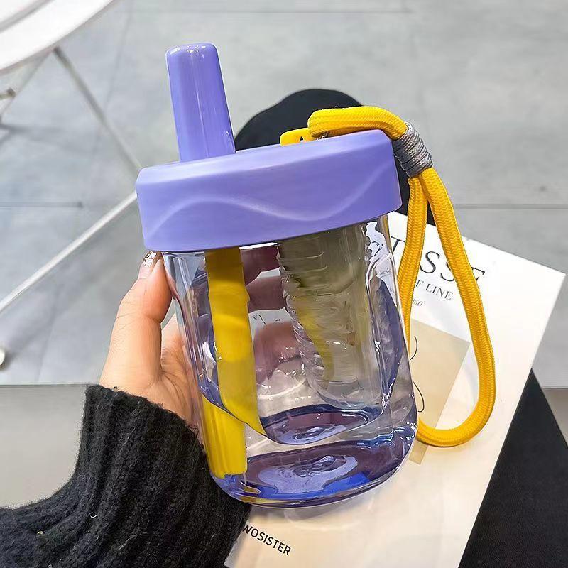500ml Straw Cup With Leak-Proof Lid For Lady Cute Food Grade Heat Resistant Cup Tea Separation Filter Cups With Handle Water Cup