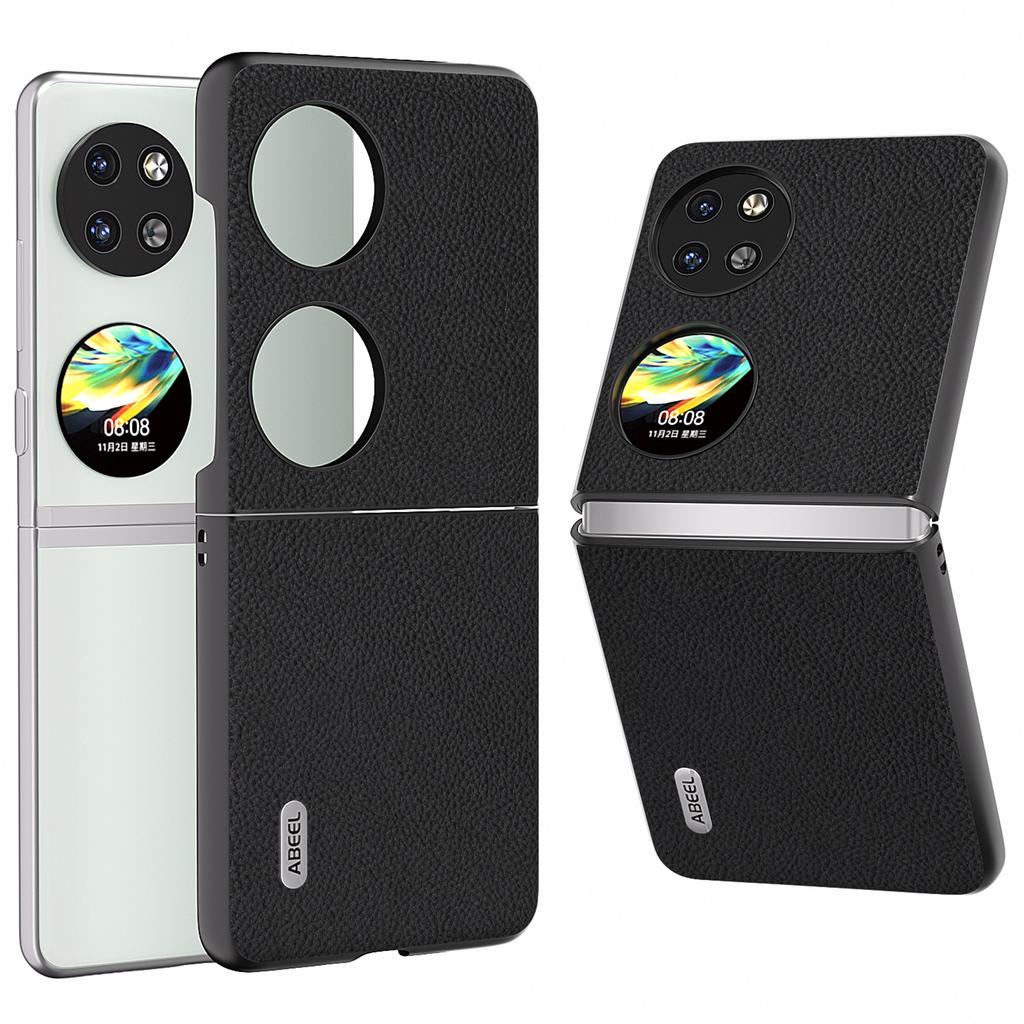 For Huawei Pocket 2 Litchi Texture Case Genuine Cow Leather+PC Phone Cover