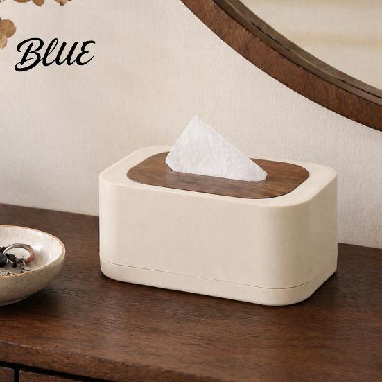 Plastic Tissue Box Cover Modern Holder  Spring Loaded Napkin Dispenser with Remote Foldable Paper Control Storage Tray for Coffee Table  Home