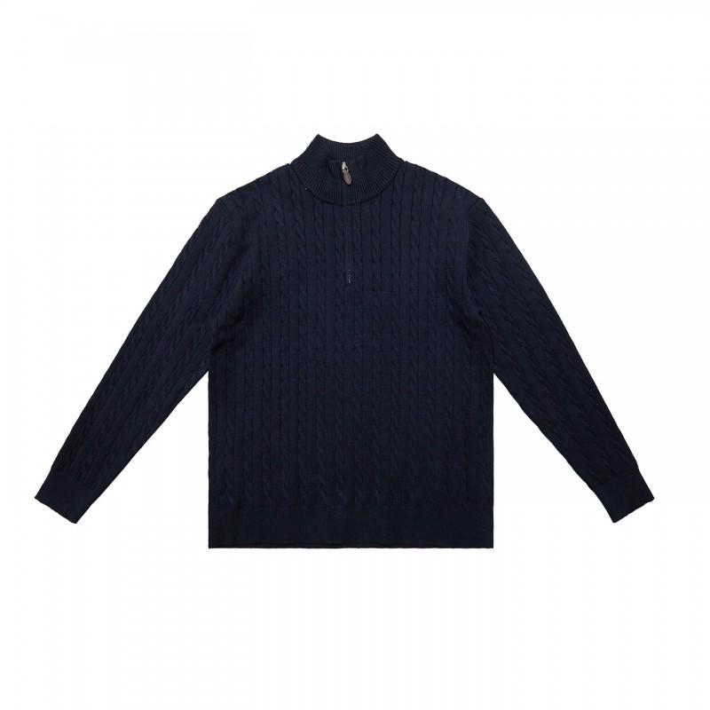 Classic Cable Knit Half-Zip Turtleneck Sweater Men Women Fall Winter Casual Loose Fit Pullover