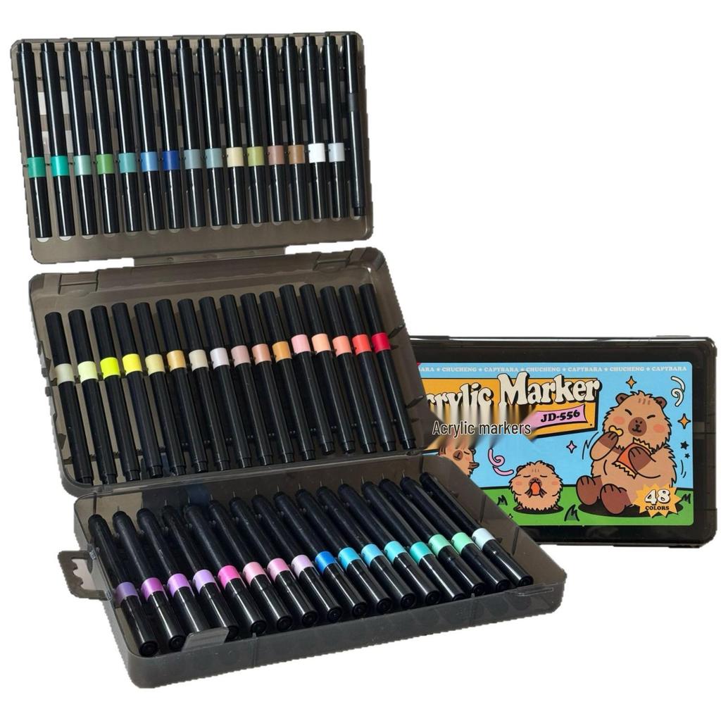 Professional Waterproof Acrylic Marker Set - Non-Bleeding, Quick-Dry Graffiti Pens for Primary Students' Art Projects & Special Color Painting