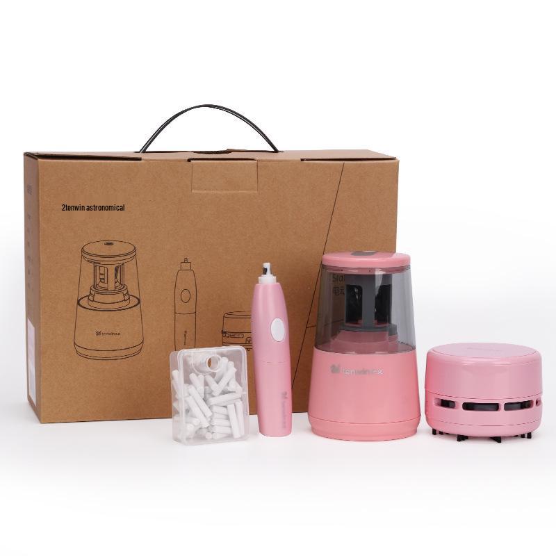 Astronomical Electric Pencil Sharpener Gift Set: Includes Rechargeable Sharpener, Automatic Eraser, and Desktop Vacuum Cleaner
