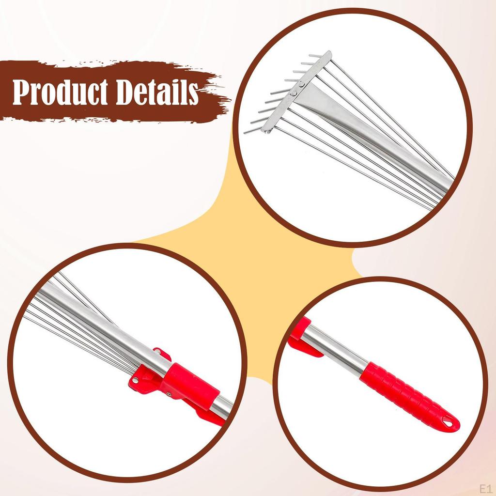 Garden Rake Stainless Steel Lawn Tool Telescopic Weed Removal Practical Soil Spreading