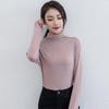 Women's Black Half-High Collar Long-Sleeve Shirt - Korean Style, 2025 Spring/Autumn