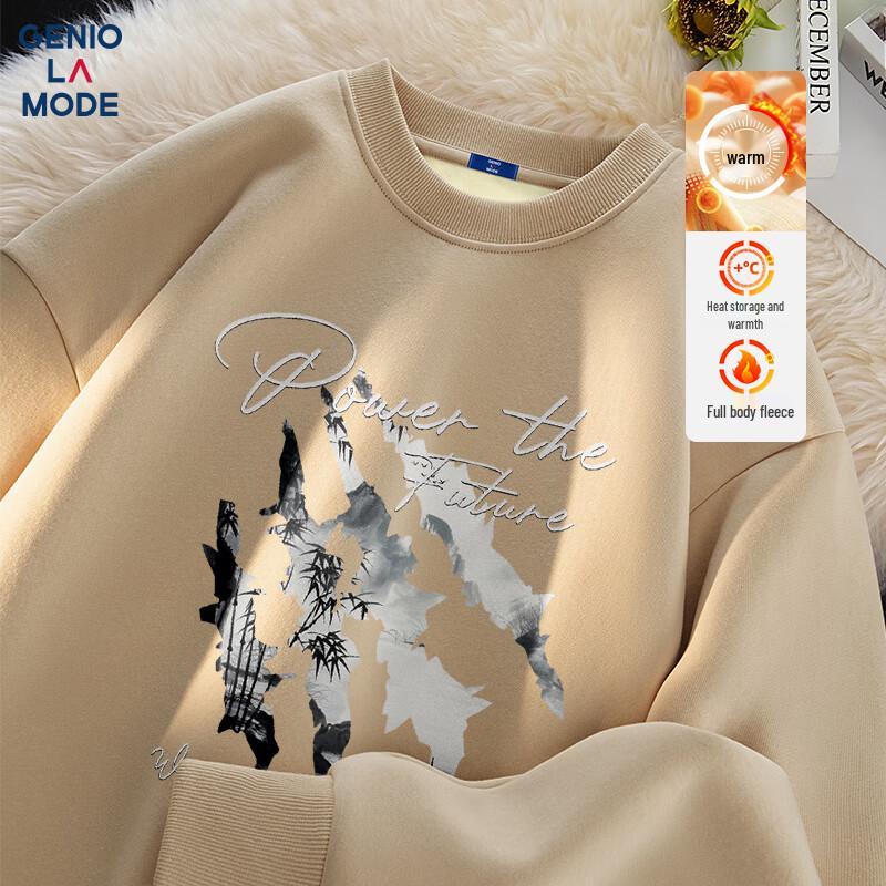 

GENIOLAMODE Men s Fleece-Lined Graphic Print Pullover Sweatshirt 2XL