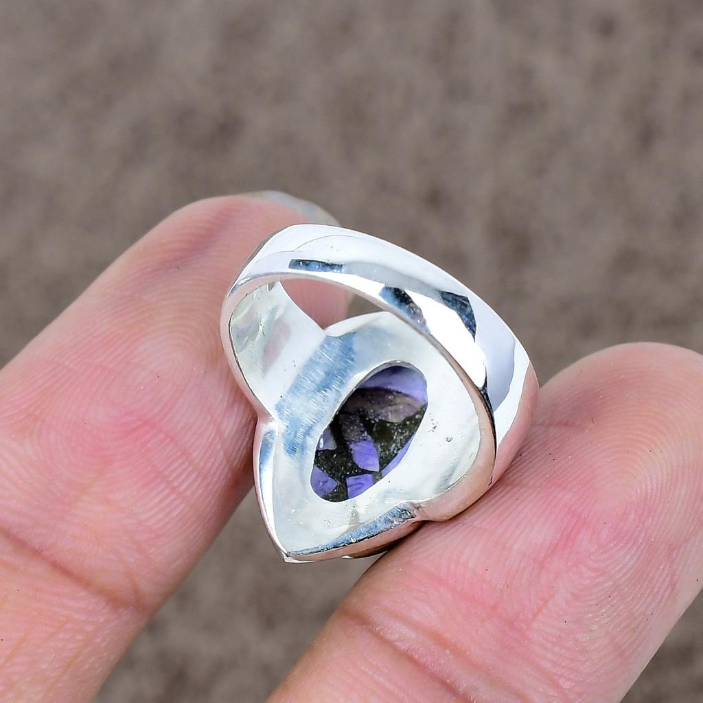 Copper Charoite Genstone Handmade 925 Sterling Silver Jewelry Ring Size 8 KKG-521