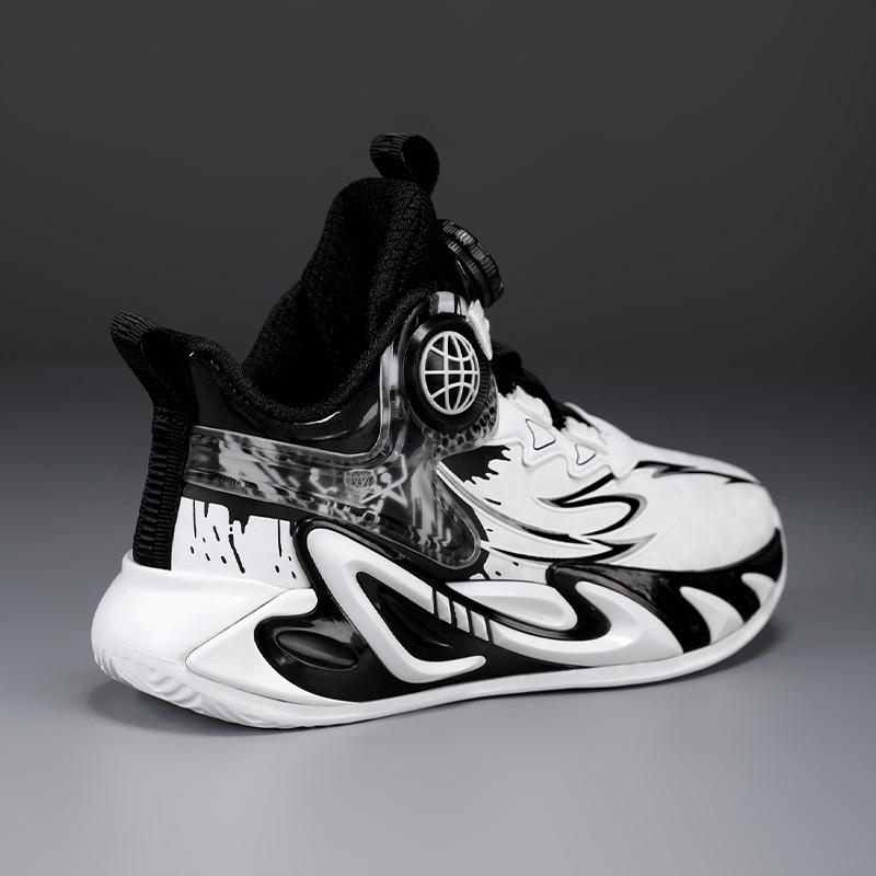 New Autumn Boys' Leather Basketball and Training Shoes for Primary Students, Trendy Design.