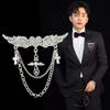 Men's Fashion Suit Brooch Simple Diamond Tassel Metal Wedding Dress Suit Brooch Collar Pin