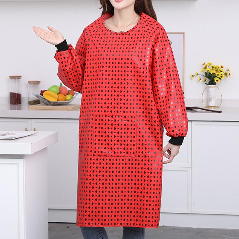 Унисекс кожаный фартук с длинным рукавом: Водонепроницаемая, маслостойкая, износостойкая кухонная одежда One Size