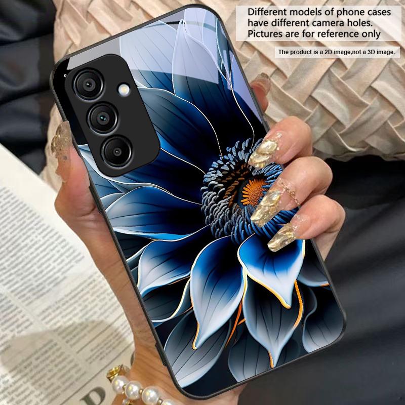 Black Gold Lotus Totem For Samsung A20 30 A22 23 24 25 26 31 32 33 A34 35 42 50 51 52 53 54 55 56 70 71 72 73 glass phone case