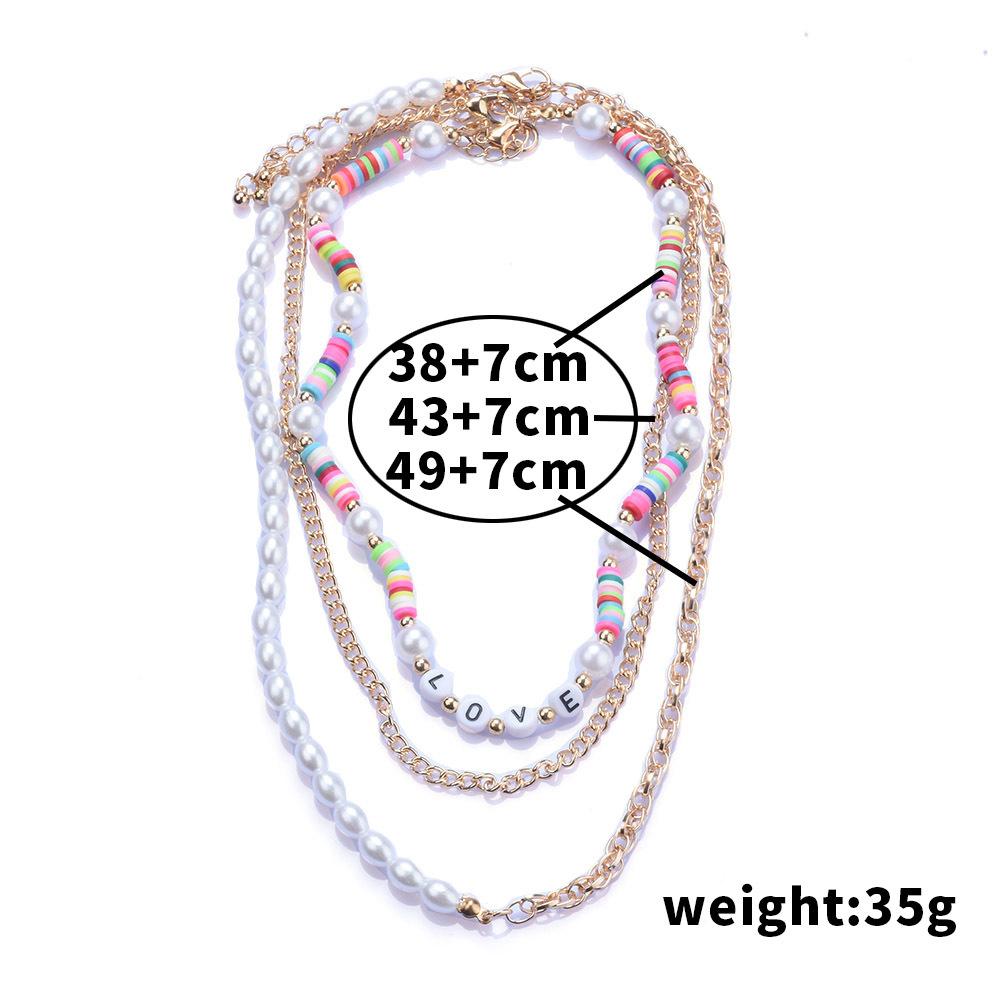 Multi-Layer Colored Rice Beads Bohemian Geometric Pearls Fashion Temperament Versatile Necklace Women