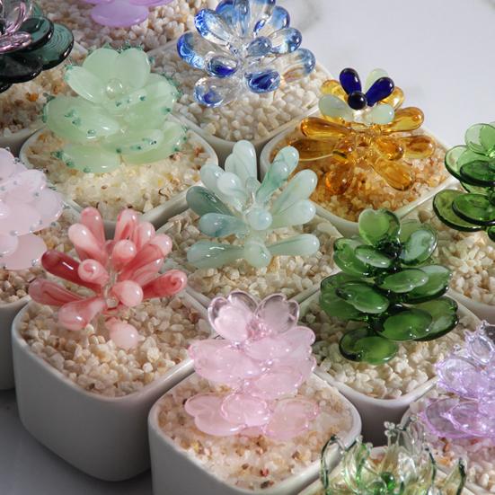 Glazed Succulents Potted Plants Artificial Succulents Mini Maintenance-Free