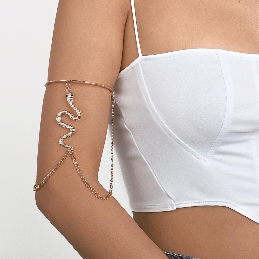 Jewelry Personality Creative Retro Inlaid Diamond Snake Tassel Arm Ring Elegant Versatile Body Chain Bracelet for Women