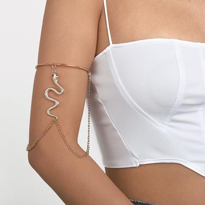 Jewelry Personality Creative Retro Inlaid Diamond Snake Tassel Arm Ring Elegant Versatile Body Chain Bracelet for Women