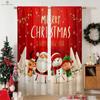 Christmas Curtains Cartoon Festive Atmosphere Printed Curtains Bedroom Living Room Restaurant Holiday Decoration Curtains Gift