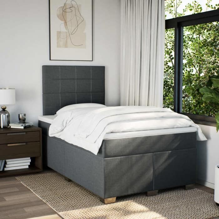 VidaXL Sommier à lattes de lit avec matelas Gris foncé 120x200cm Tissu 3290456