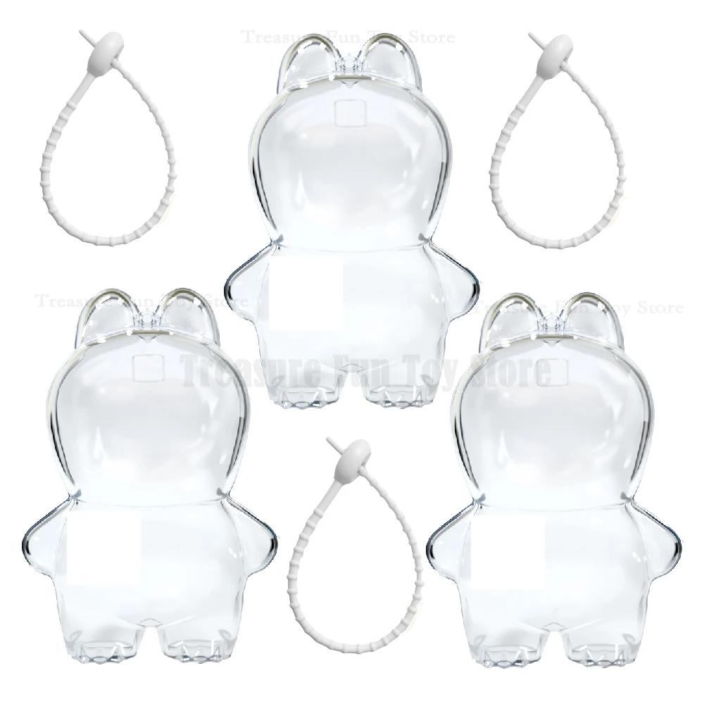 For Labubu Transparent Protective Cover V1/V2/V3/V4 Acrylic Display Case Dust Display Organizer Doll Accessories With Keychain
