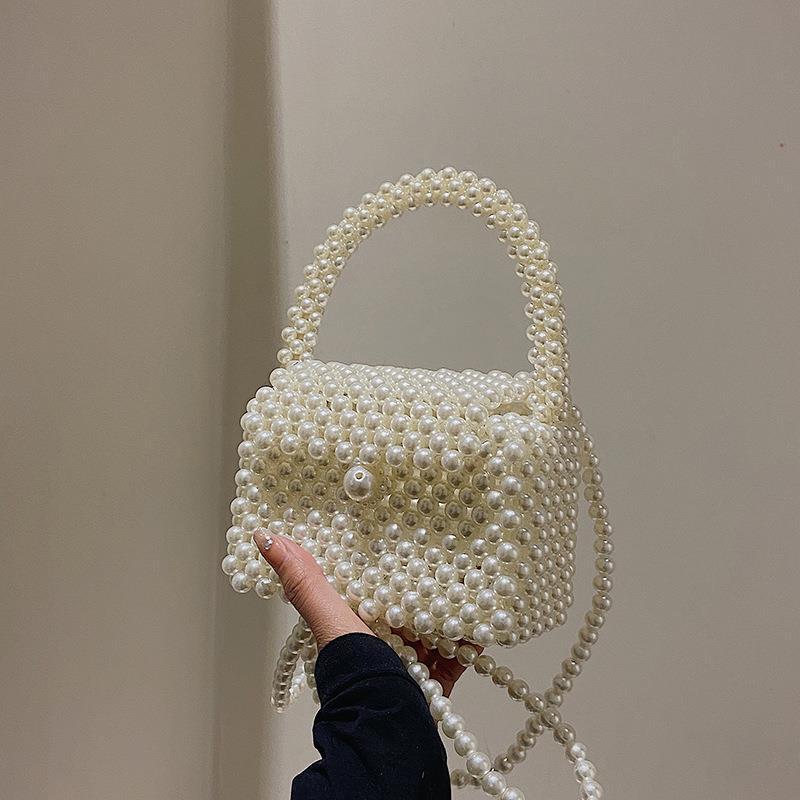 Pearl Bag Women's New Version Hand Woven Crossbody Bag Mobile Phone Bag Personalized Ins Versatile Mini Pearl Bag