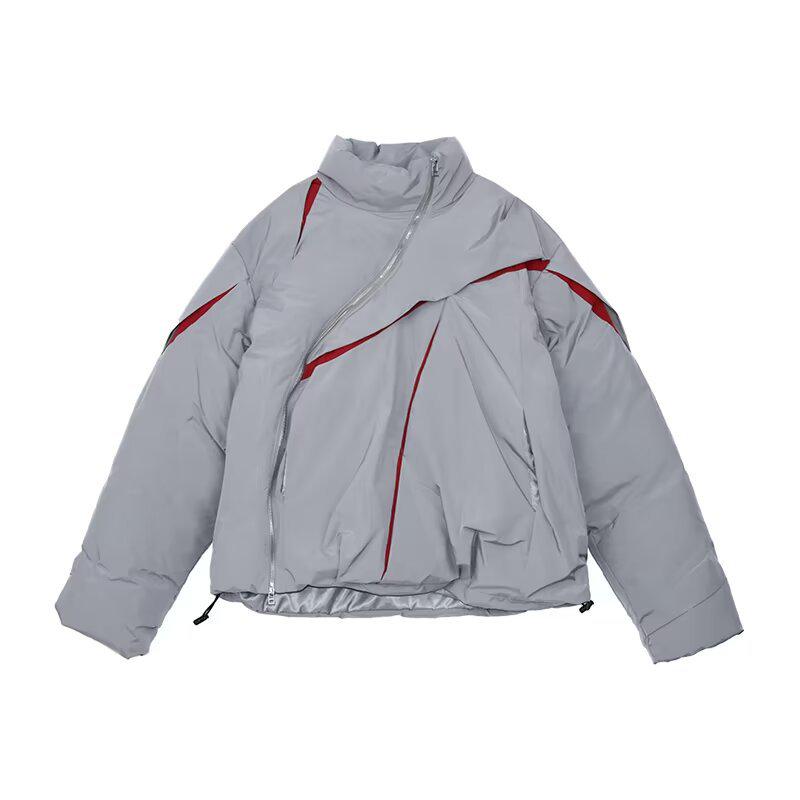 

Унисекс модная плиссированная хлопковая куртка с воротником-стойкой - стильное и теплое зимнее пальто Extra Large серый