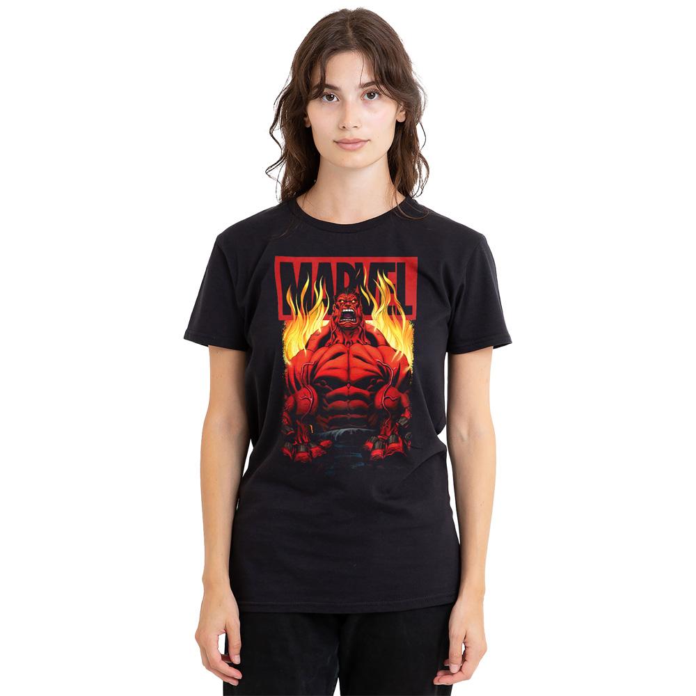 Marvel Unisex Adult Red Hulk Fire T-Shirt