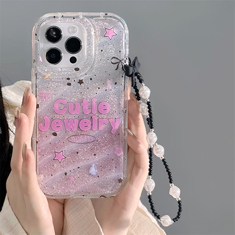 Zhitai Pink Protective iPhone Case - Compatible with iPhone 11, 12, 14, 15 Soft Shell with Bracelet