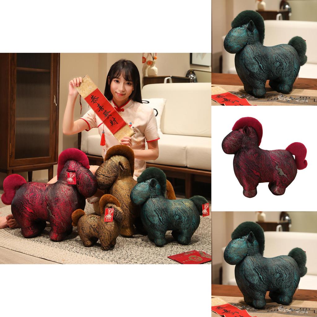 Year Of The Horse Plush Toy With Short Pile Velvet For Gift And Home Decor